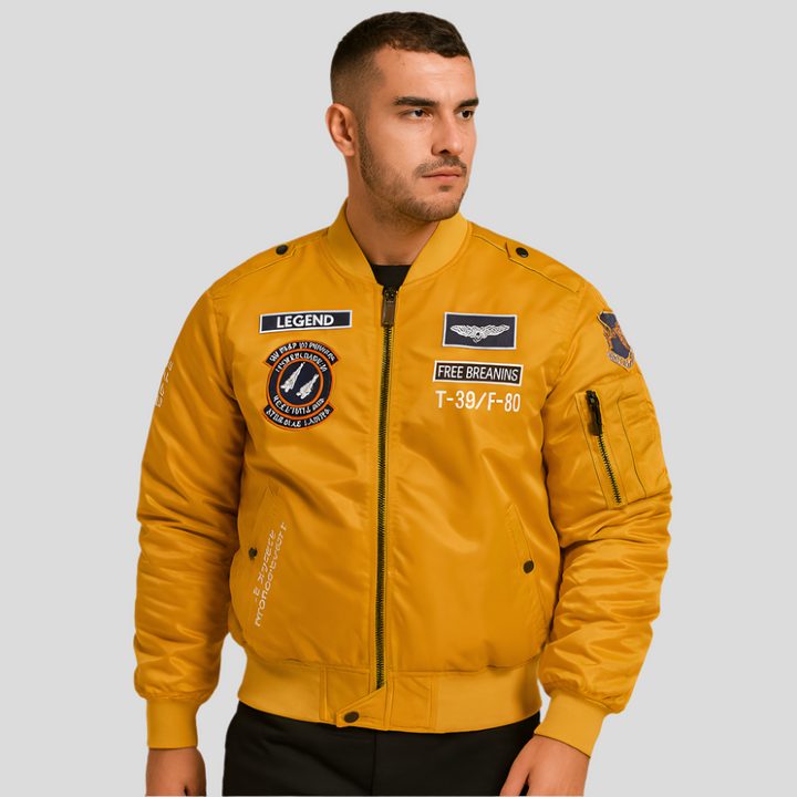 Heren bomberjack met geborduurde patches - Frederick