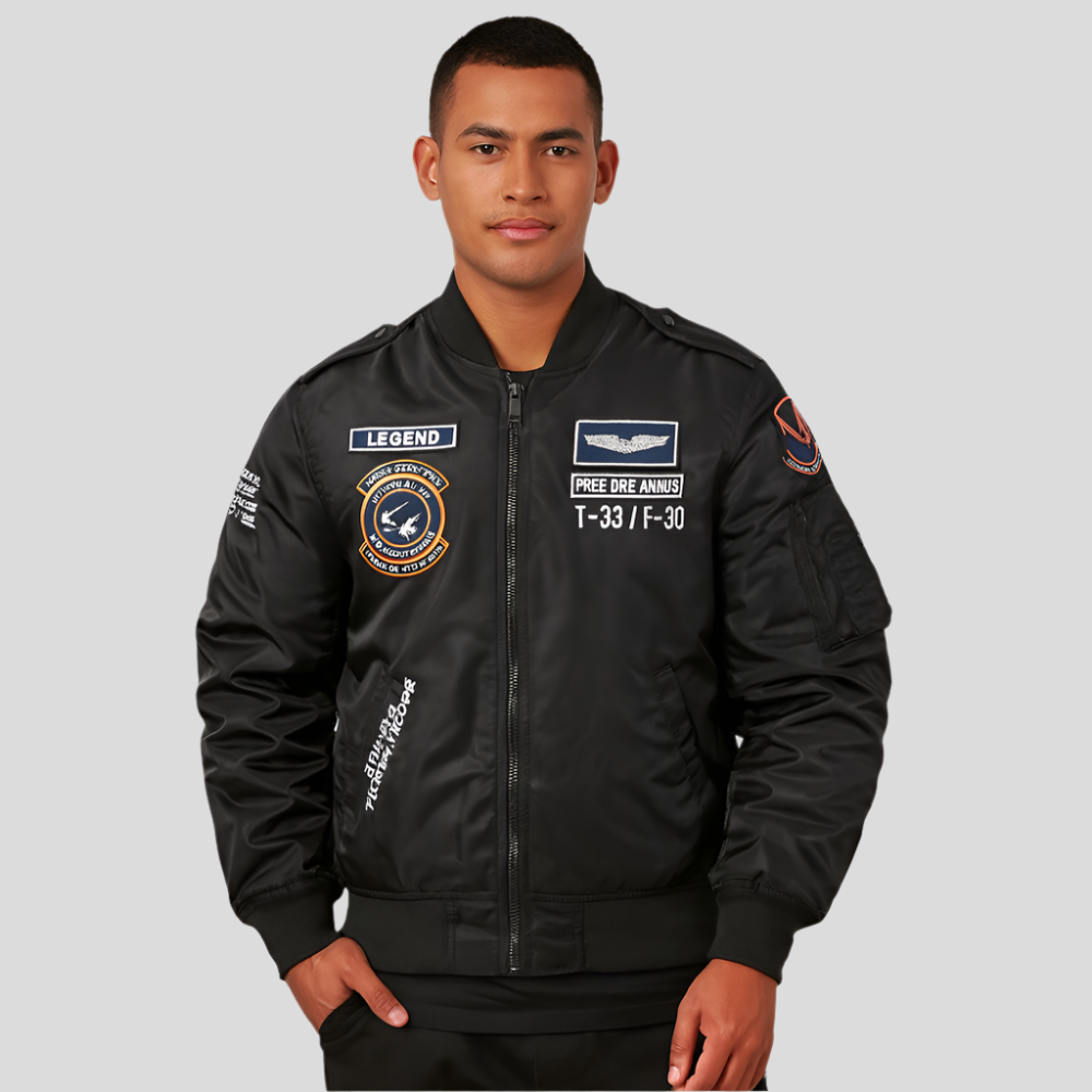 Heren bomberjack met geborduurde patches - Frederick