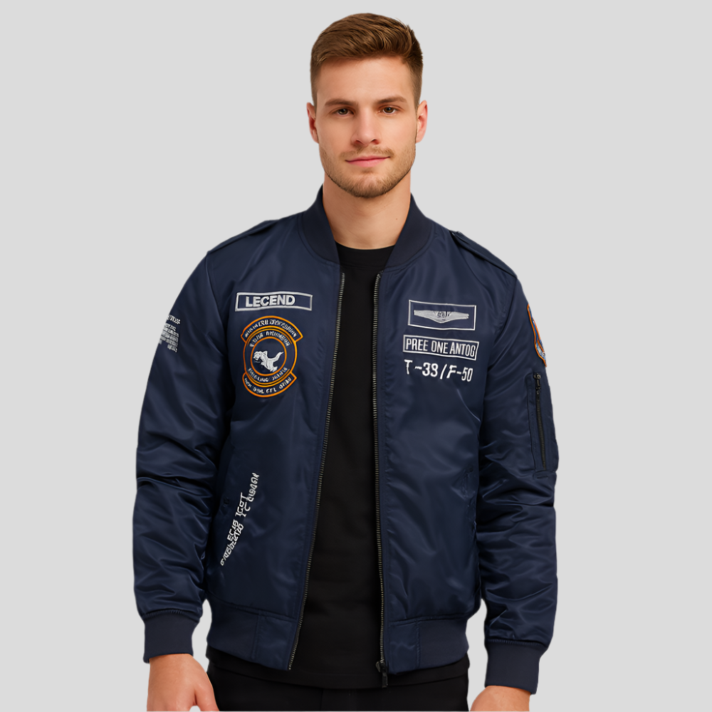 Heren bomberjack met geborduurde patches - Frederick