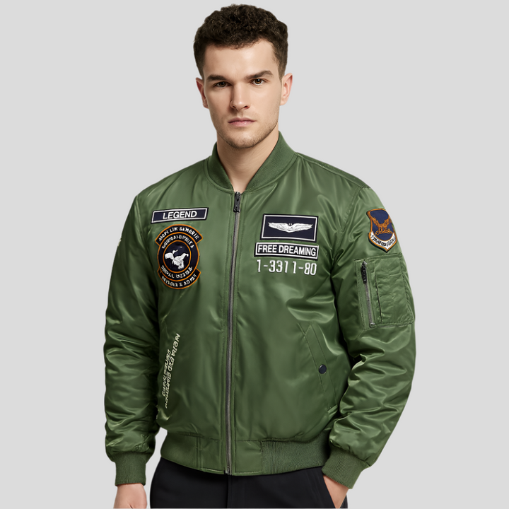 Heren bomberjack met geborduurde patches - Frederick