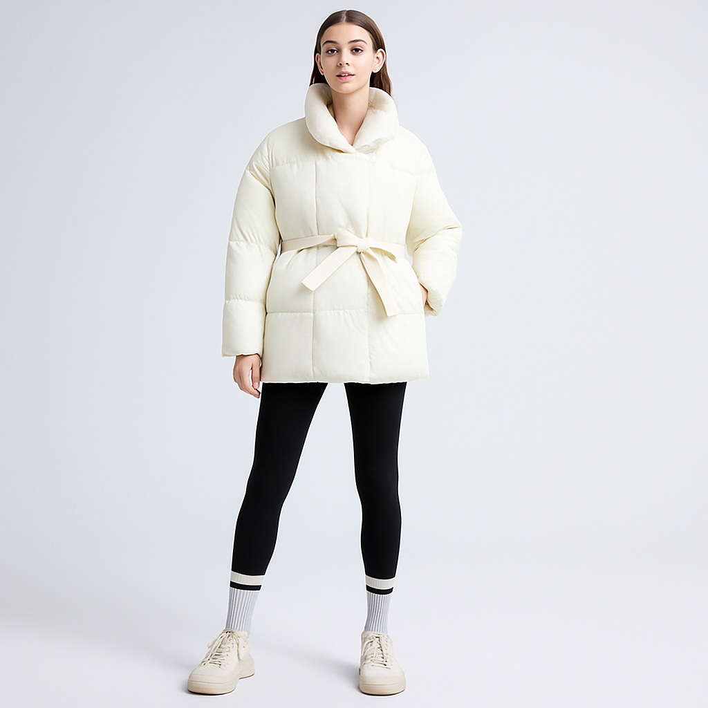 Trendy dames winterjas met verstelbare riem - Freja