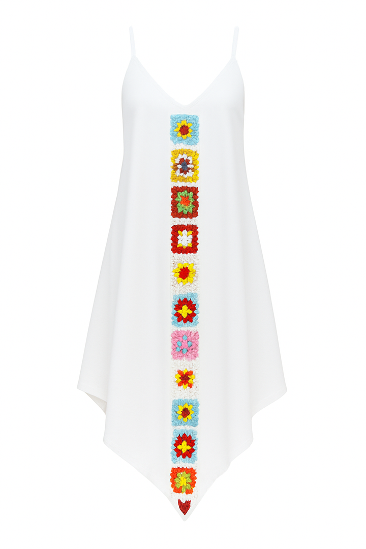 Bohemian midi-jurk met geborduurde bandjes aan de voorkant - Nayeli