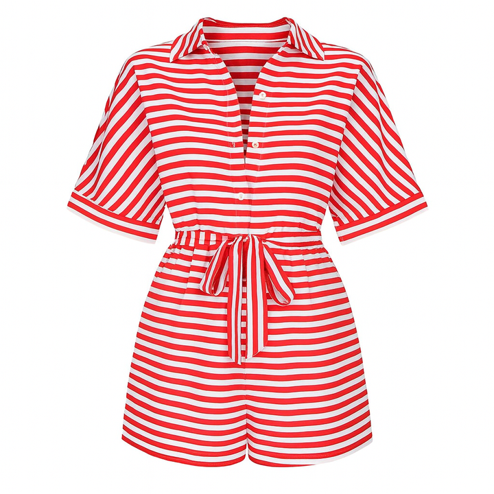 Shirt korte jumpsuit met horizontale strepen - Brisa