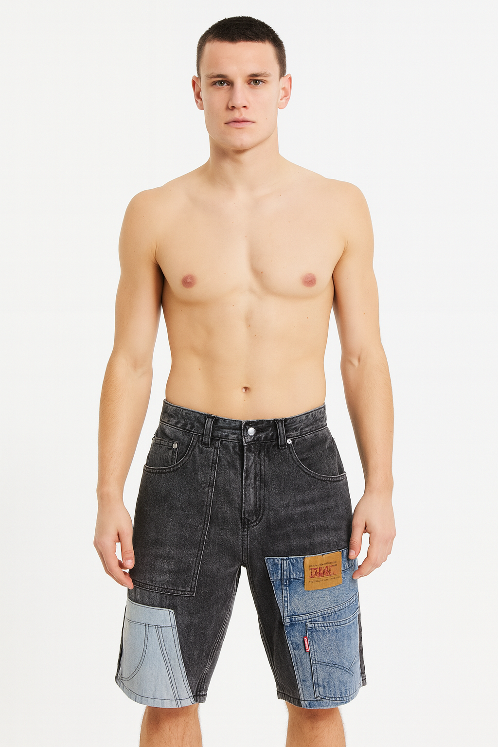 Herenpatchwork denim bermuda - Urban Edge