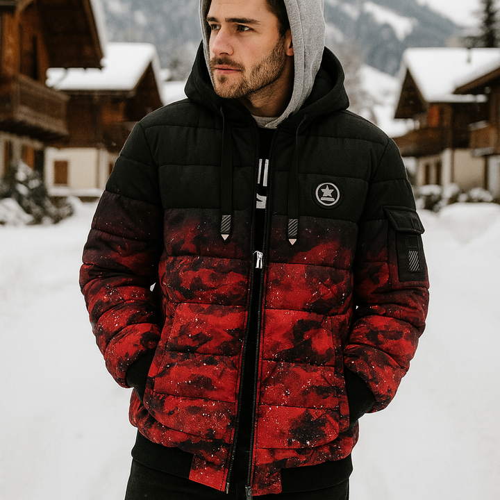 Gewatteerd herenjack met urban design - Kaien