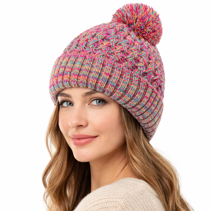 Gebreide damesmuts met pompon - Kireva