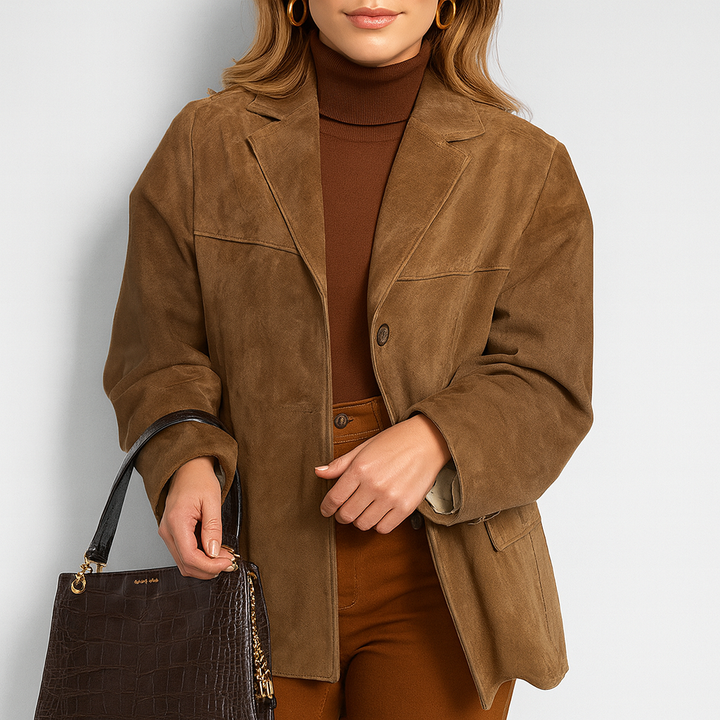 Bruin retro jasje met losse mouwen - Alina