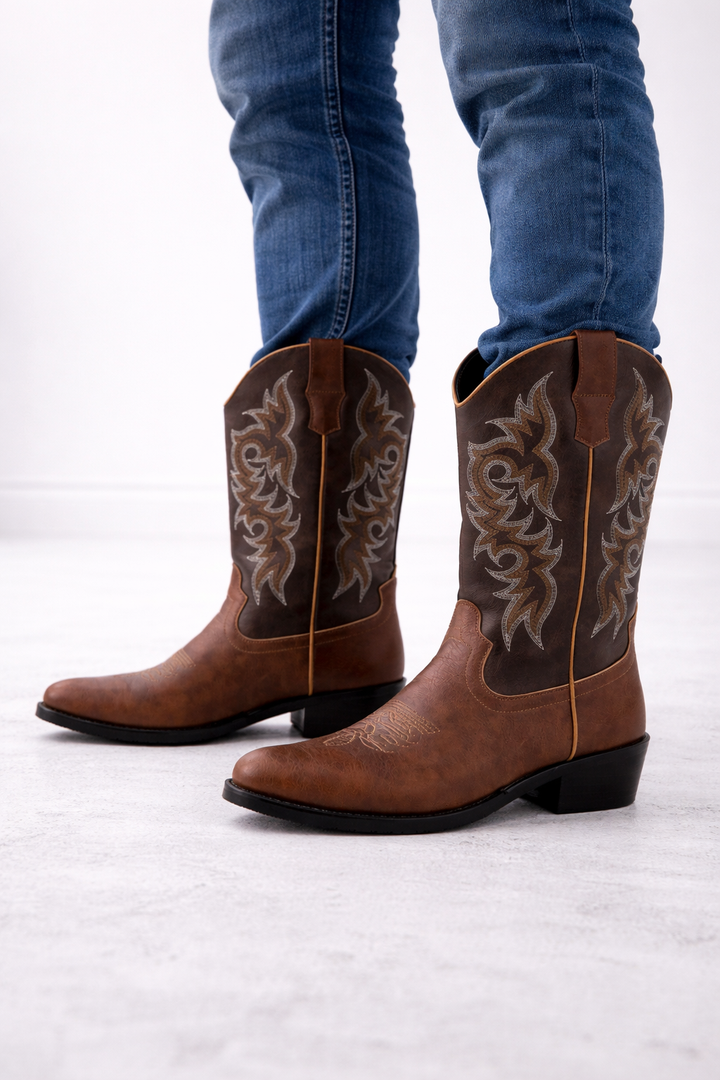 Geborduurde hoge laarzen in retro stijl - Kervon