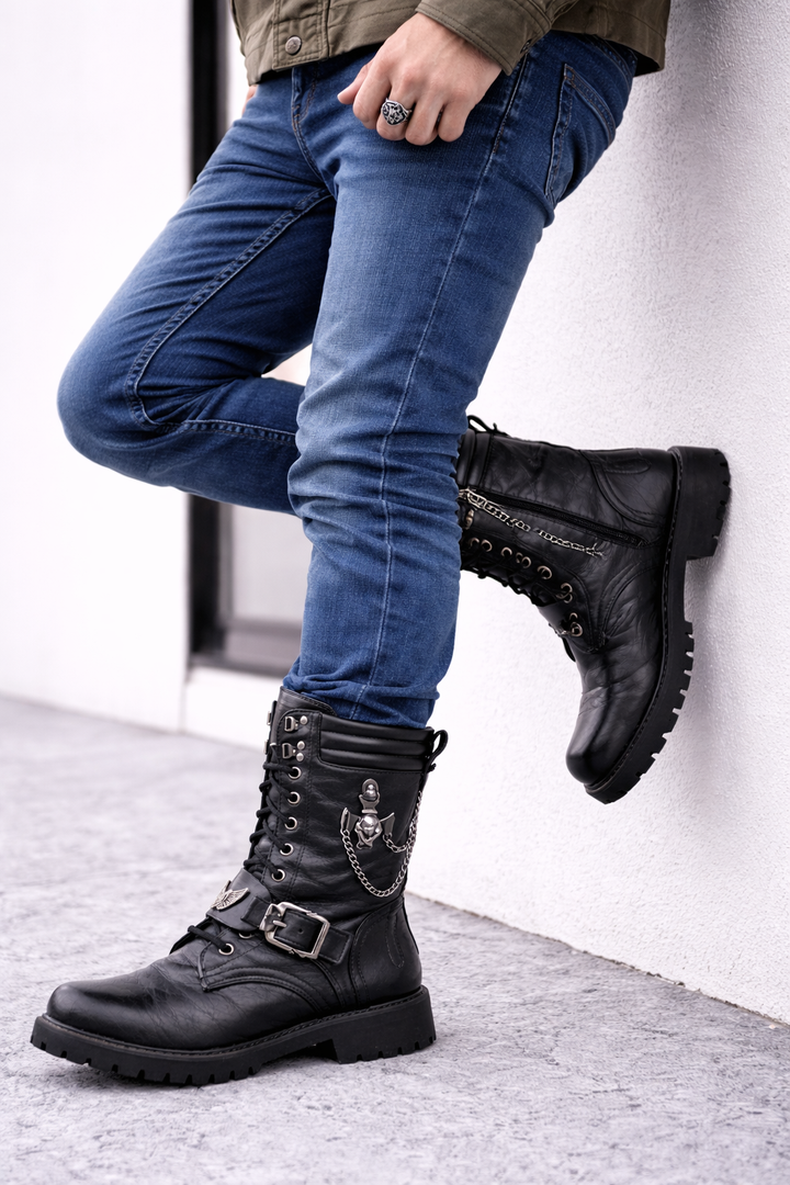 Leren herenlaarzen met stevige zool - Rovian