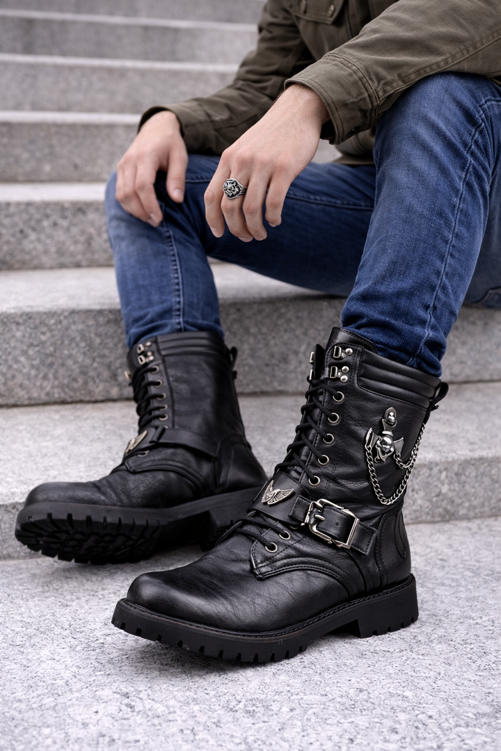 Leren herenlaarzen met stevige zool - Rovian