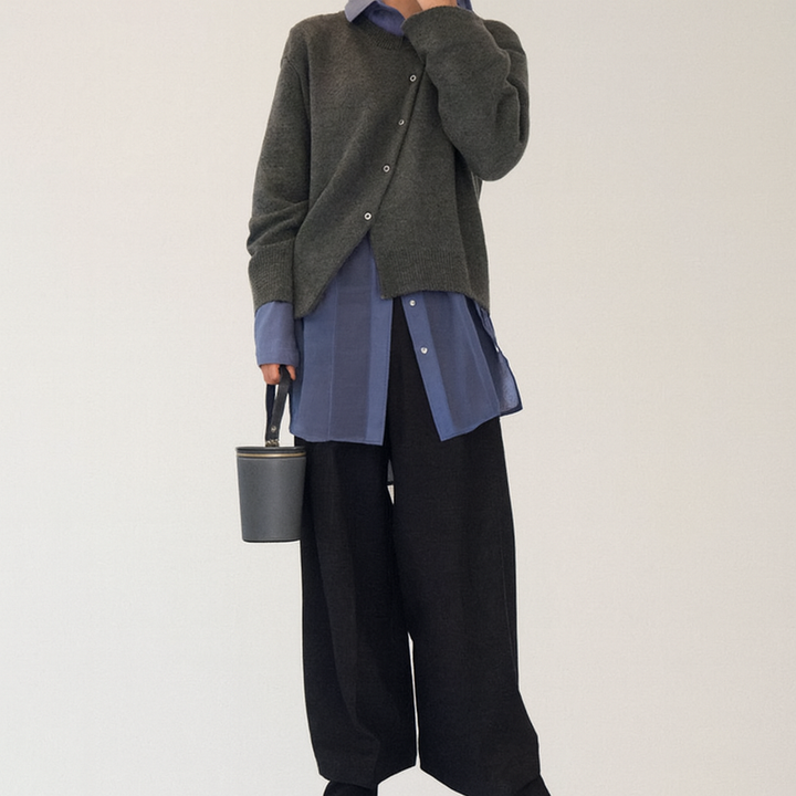 Gebreid damesvest met ronde hals - Arlena