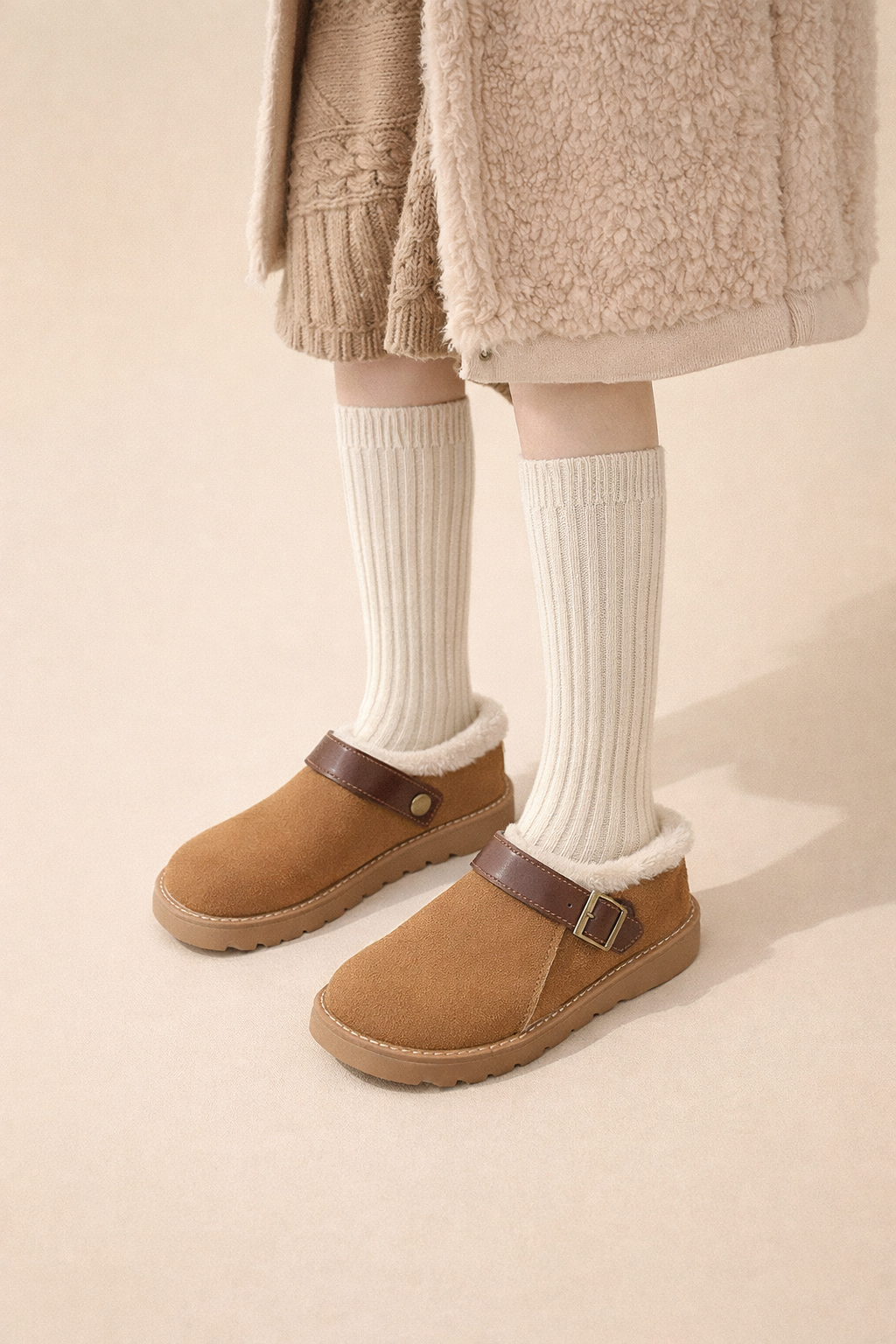 Dames muiltjes met bontvoering en gesp - Eira