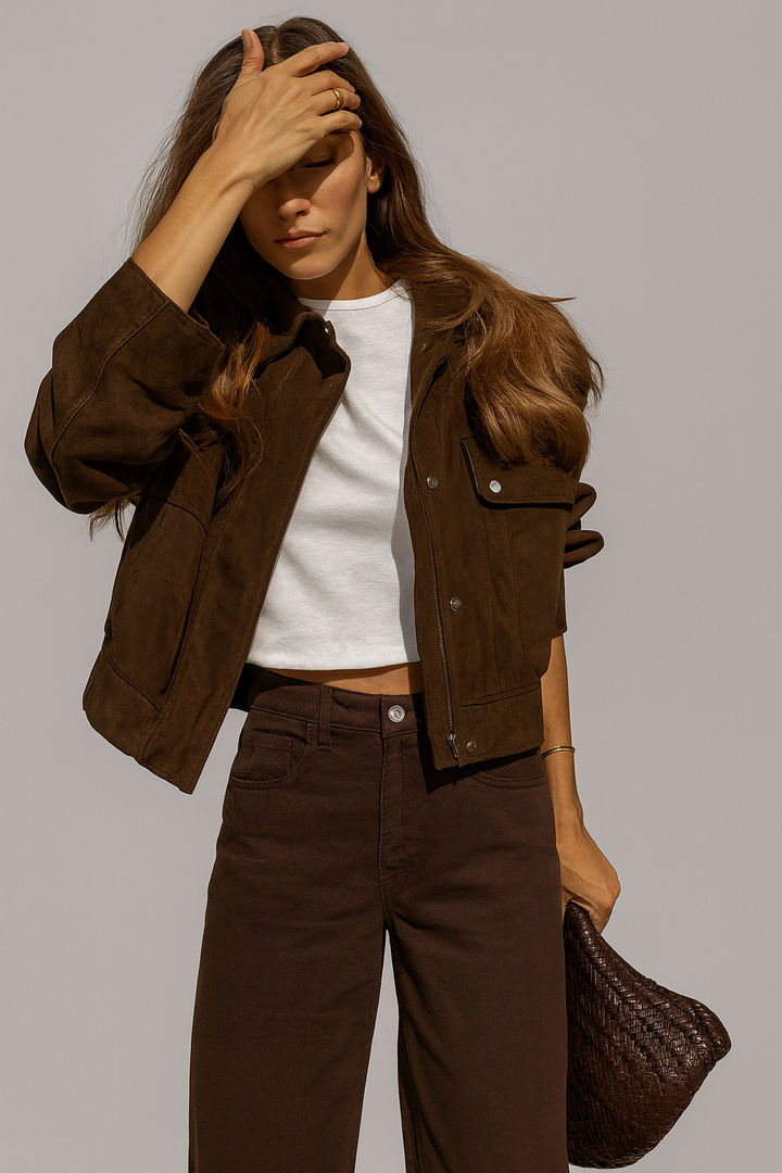 Damesjack van suède met zakken aan de voorkant - Mireane