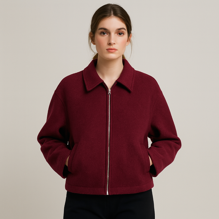 Kort wollen jack met ritssluiting voor dames - Sonia