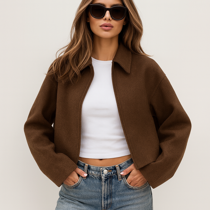 Kort wollen jack met ritssluiting voor dames - Sonia