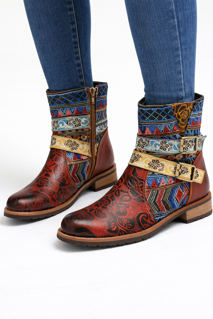 Decoratieve halfhoge dameslaarzen - Kjersti