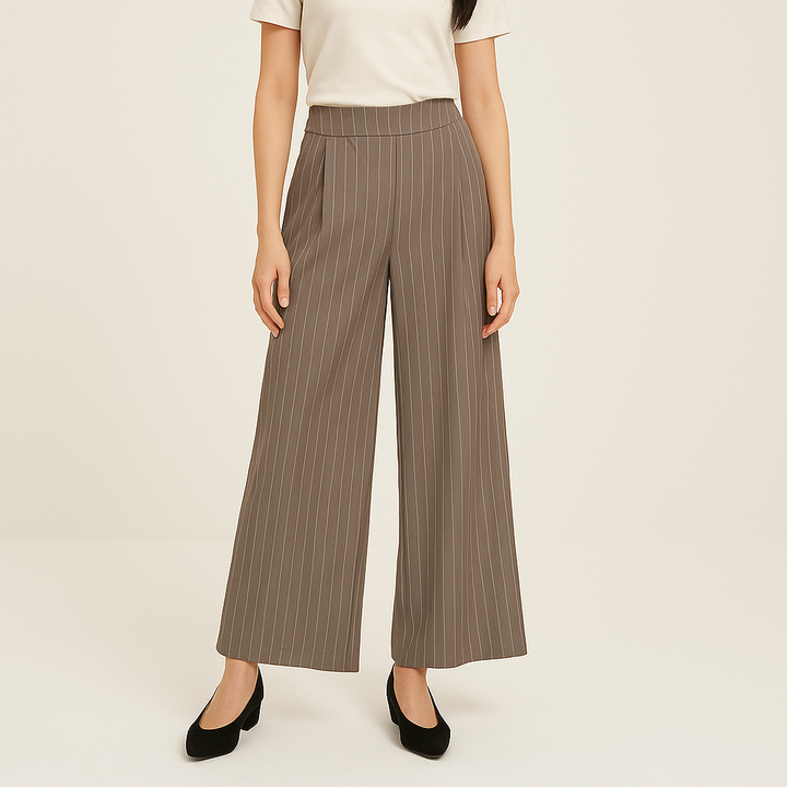 Damesbroek met wijde snit en dubbele coupenaden - Wensy