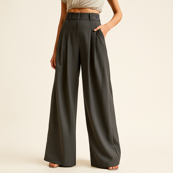 Damesbroek met hoge taille en wijde uitsnijding - Navine