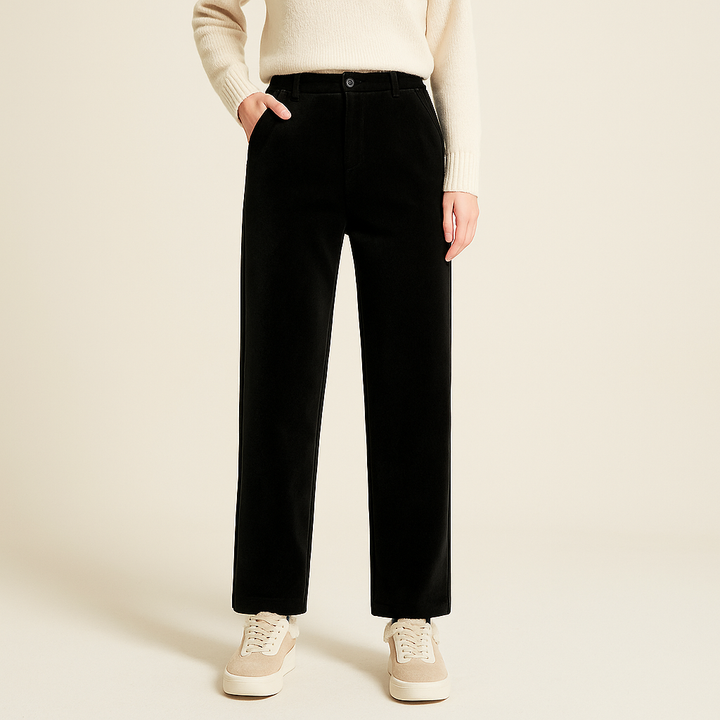 Warme wollen damesbroek met effect - Annelise