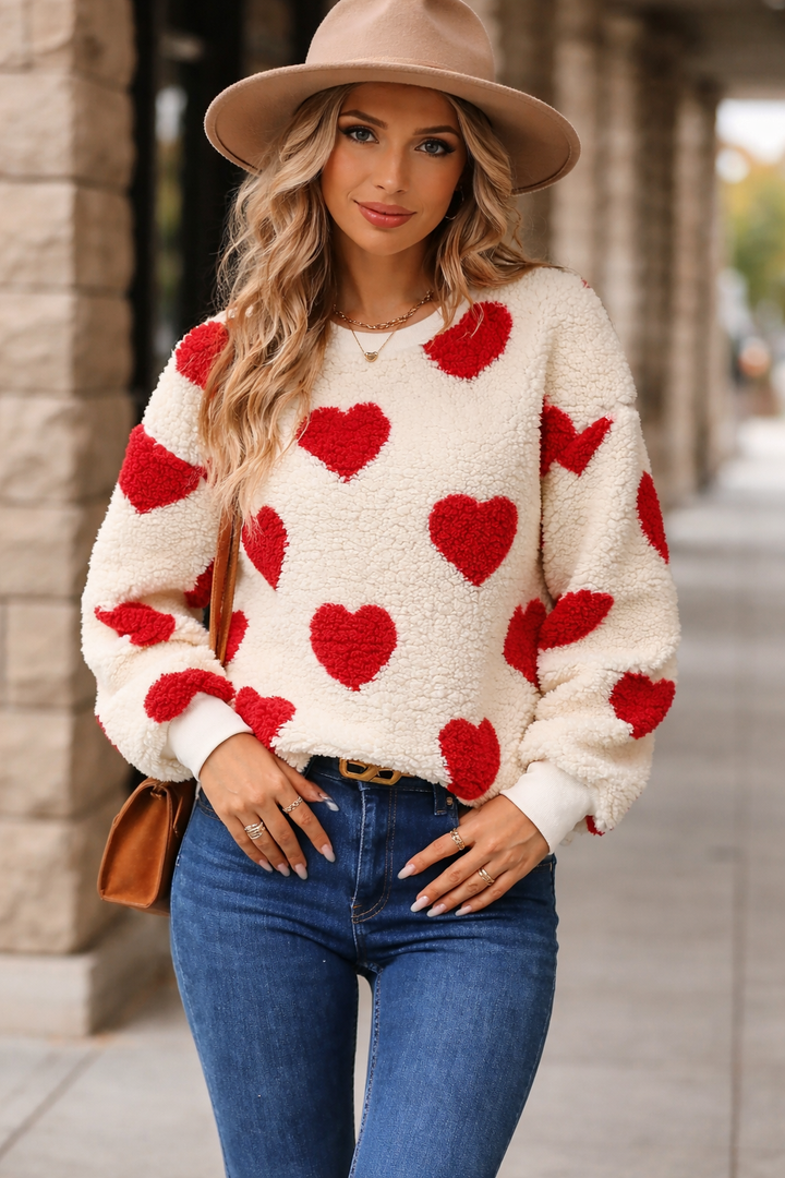 Damestrui met hartjesmotief en fleeceafwerking - Ilse