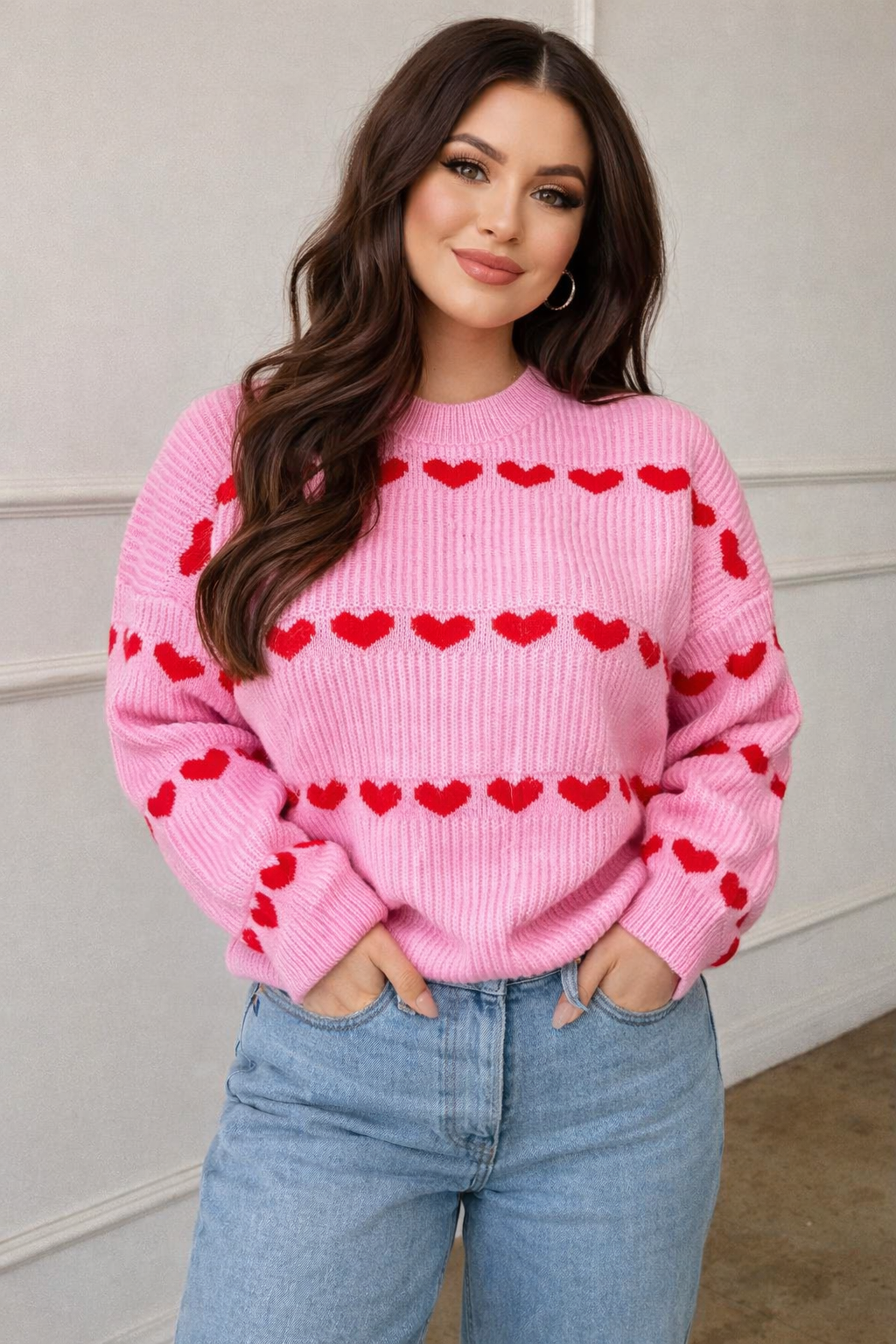 Gebreide damestrui met hartjesprint - Eydís