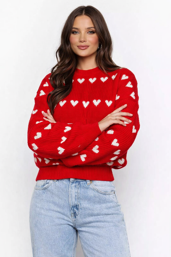 Gebreide damestrui met hartjesprint - Eydís