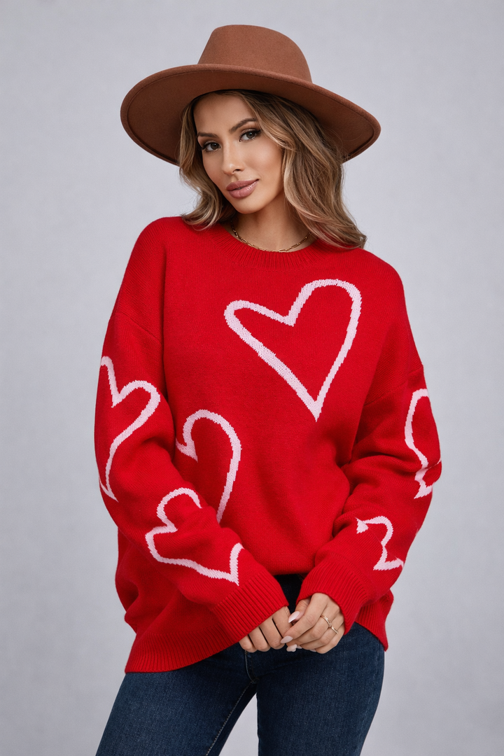 Gebreide damestrui met hartjesprint - Brynja