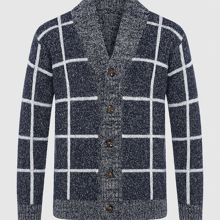 Geruit gebreid vest met revers - Adrien