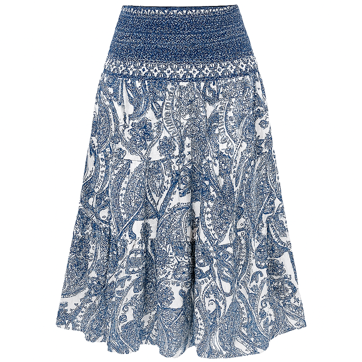 Lange rok met elastiek in de taille, bohemian print - Éloise