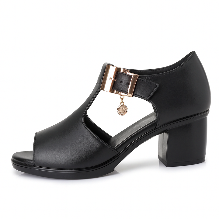 Sandalen met middenhak en decoratieve gesp - Elara