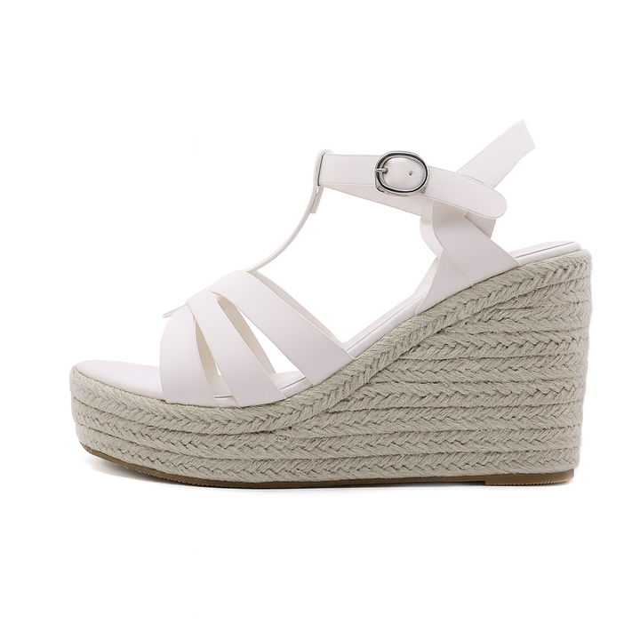 Jute plateausandalen met gekruiste bandjes - Liora