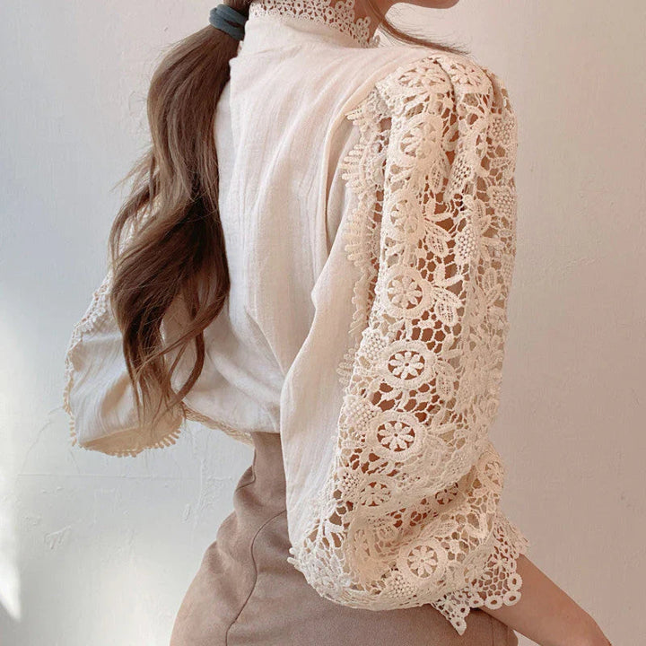 Damesblouse met lange mouwen en kant - Elisabetta