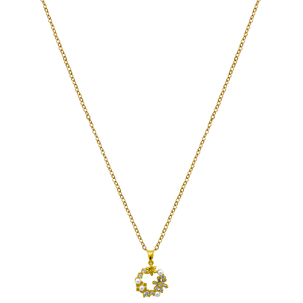 Bloemenkrans ketting 18K verguld