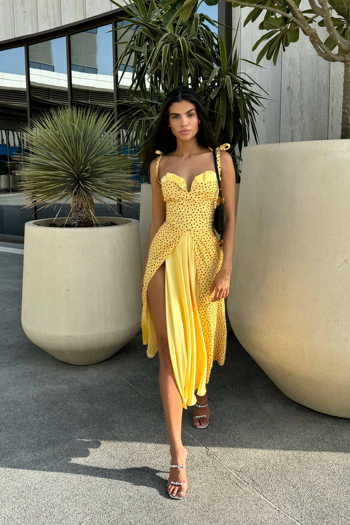Stefania - Lange maxi-jurk met V-halslijn
