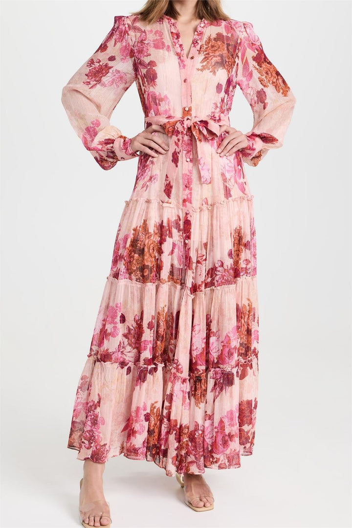 Naty - Jurk met lange mouwen en bloemenprint