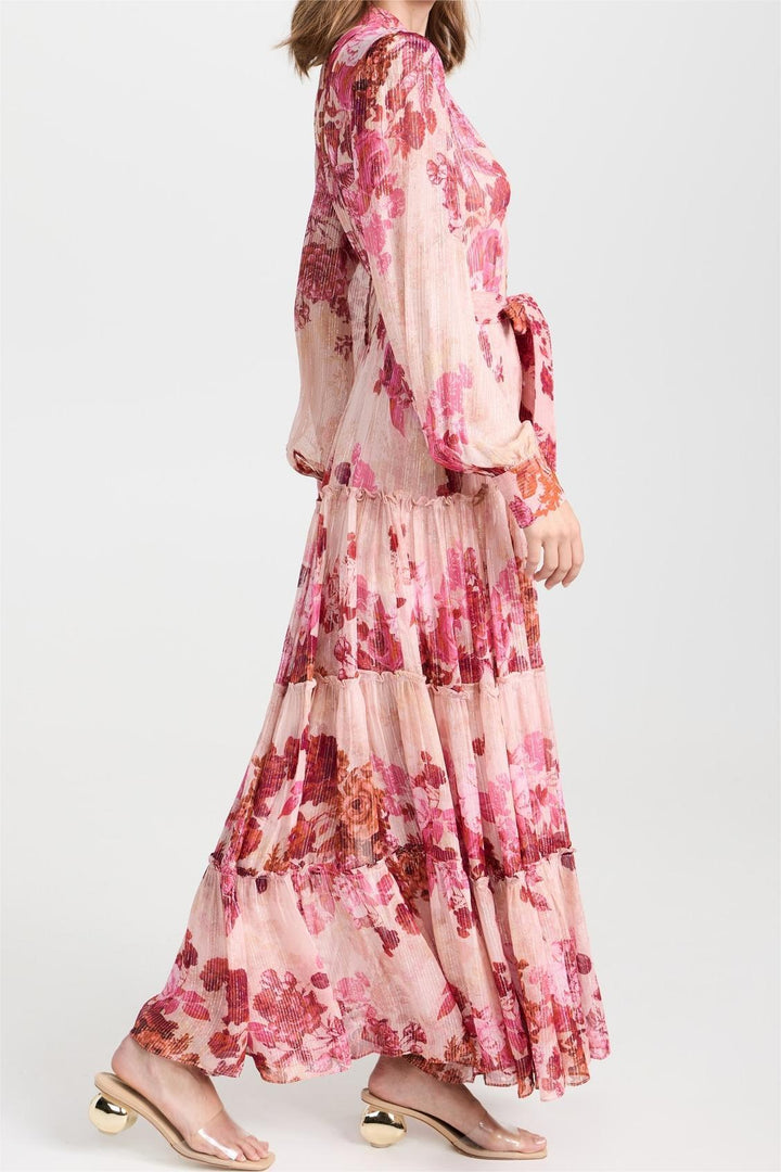 Naty - Jurk met lange mouwen en bloemenprint