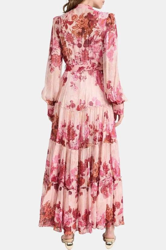 Naty - Jurk met lange mouwen en bloemenprint
