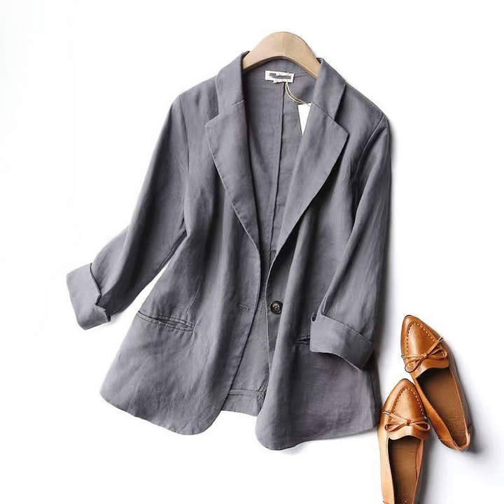 Effen linnen blazer voor dames - Amara