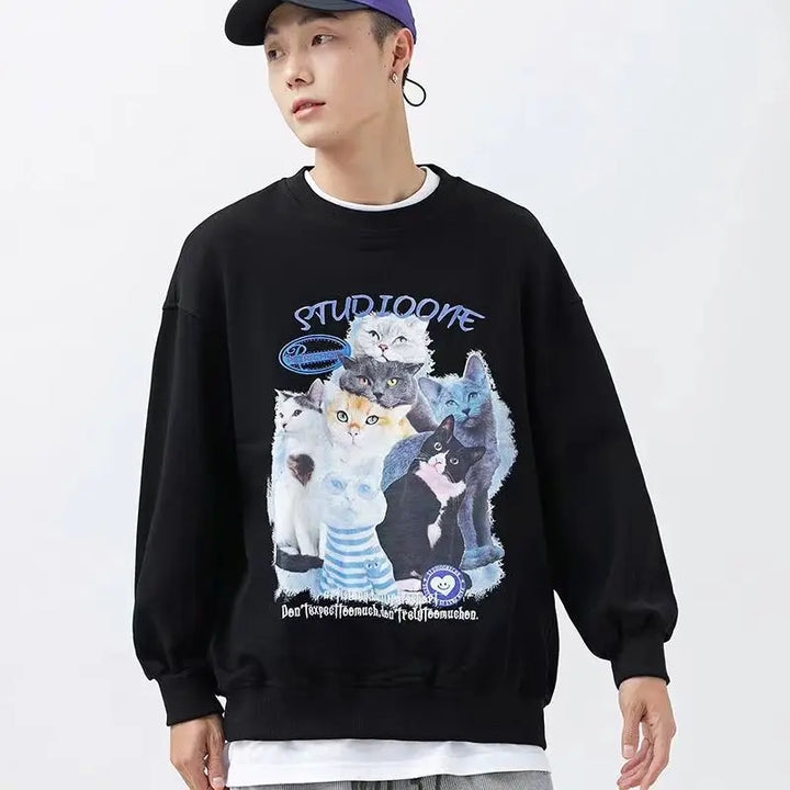 Arietty - Casual katoenen sweatshirt met kattenmotief