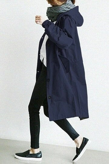 Dames trenchcoat oversized met lichte capuchon - Simona