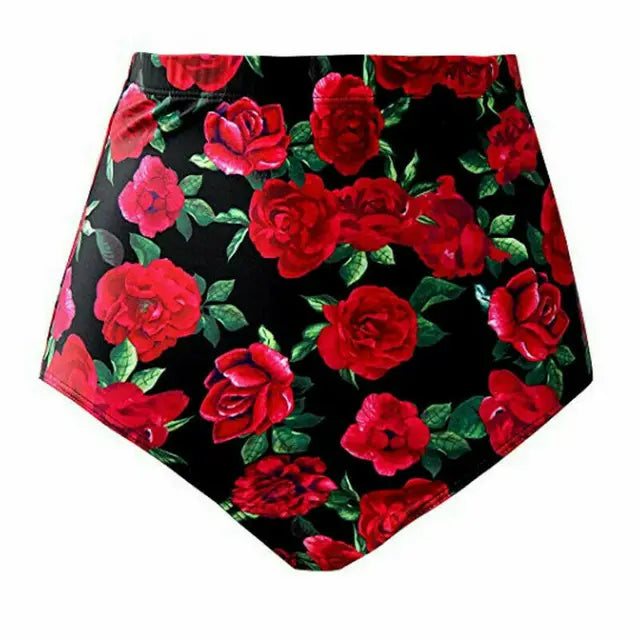 Finja - Zomer Vrouwen Hoog Taille Bikinibroekje Bloemen Zwemkleding