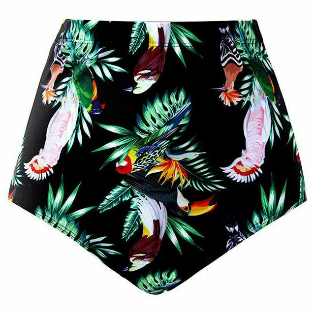 Finja - Zomer Vrouwen Hoog Taille Bikinibroekje Bloemen Zwemkleding