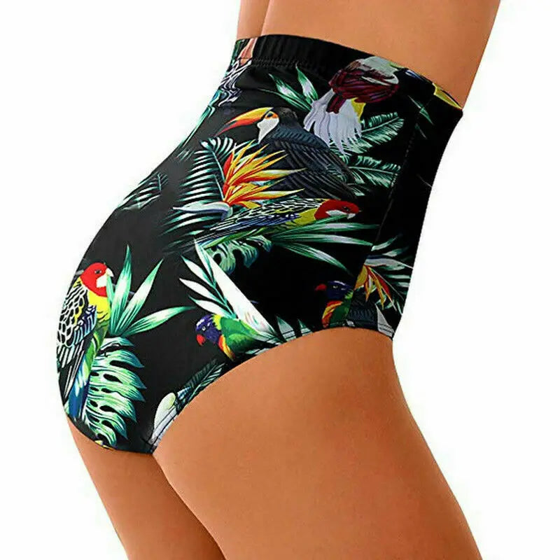 Finja - Zomer Vrouwen Hoog Taille Bikinibroekje Bloemen Zwemkleding