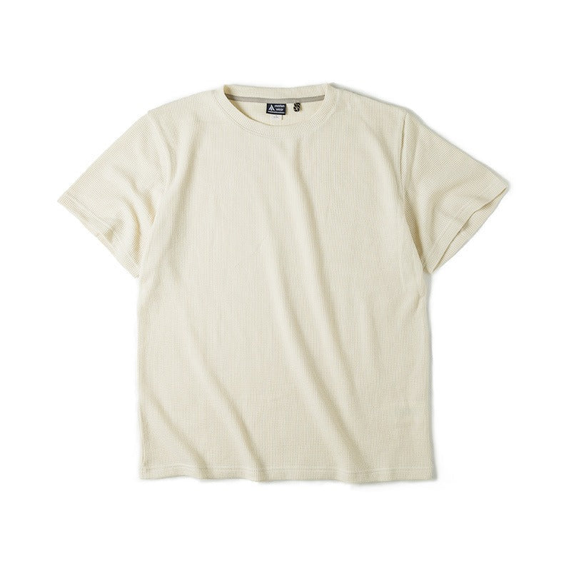 Heren-T-shirt met korte mouwen en witte wafeltextuur - Brando
