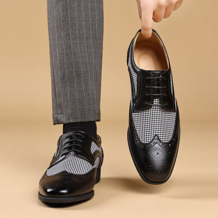 Leren herenschoenen met ruitmotief - Henrik