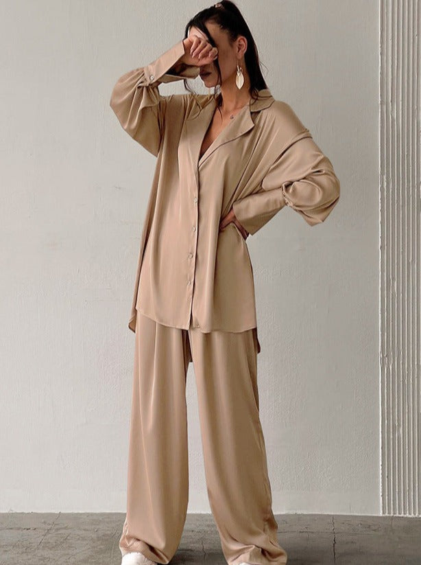 Adelina Tweedelige pyjama met lange mouwen en baggy broek