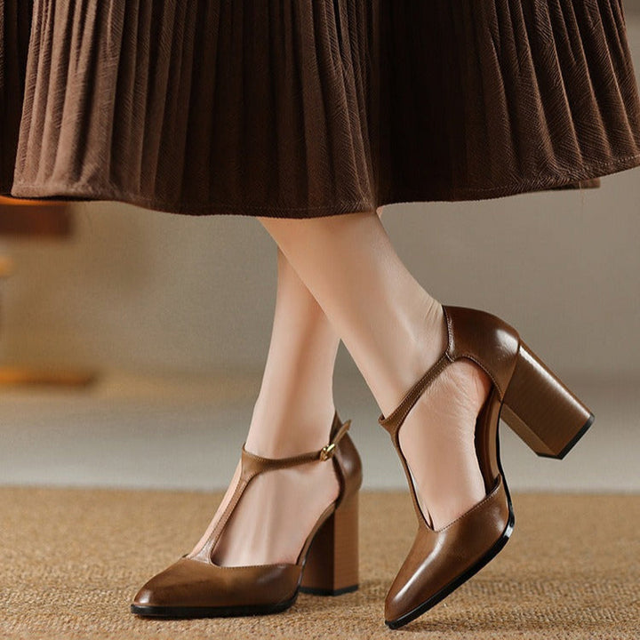 Dames mary jane hakken met retro design - Mireille