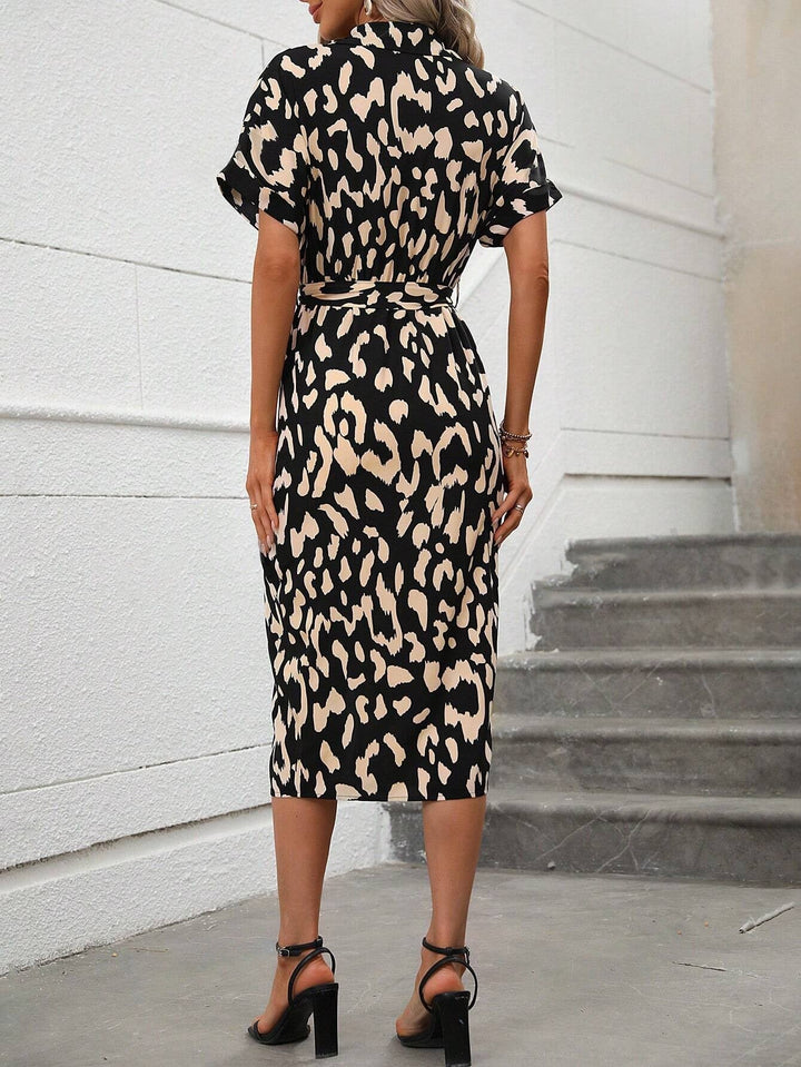 Dames midi-jurk met dierenprint en split - Julieta