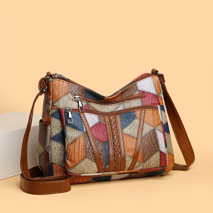 Dameskruistas met veelkleurige geometrische retroprint - Mirella