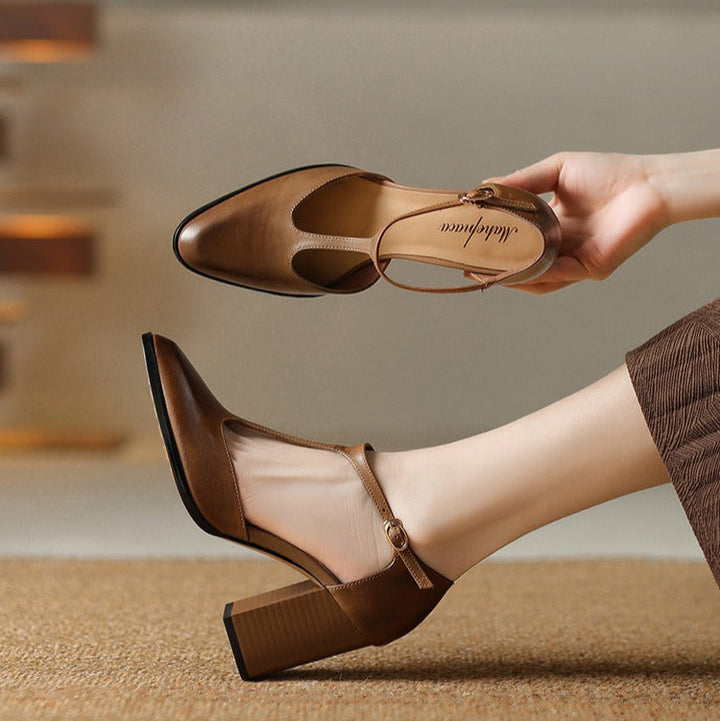 Dames mary jane hakken met retro design - Mireille